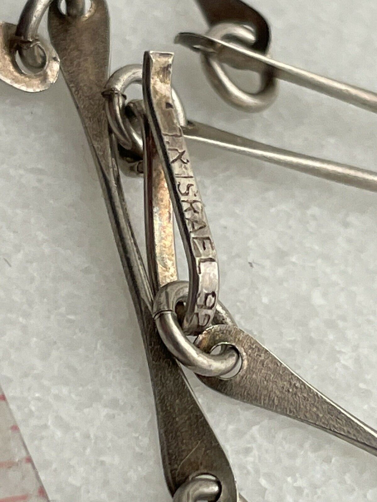 Vintage Signed א ר Israel Sterling Silver 25” Modernist Chain Necklace