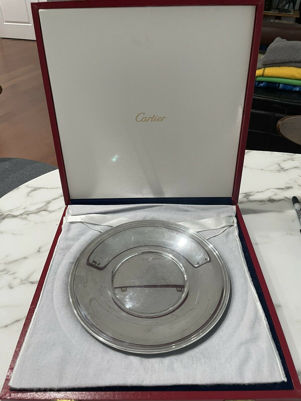CARTIER Sterling Silver 9" Presentation tray in fitted Cartier box and dust bag