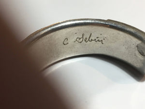 Modernist Early Hand signed C Sebiri Coral And Sterling Silver Bangle.VERY RARE