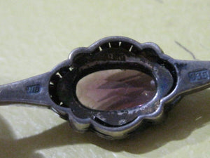 Vintage  Art Deco Sterling Silver and AMETHYST and Diamond pin/ Brooch  Marked WB 935 German c 1920
