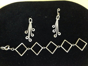 Vintage Modernist Israel Sterling Silver Geometric Bracelet c 1970