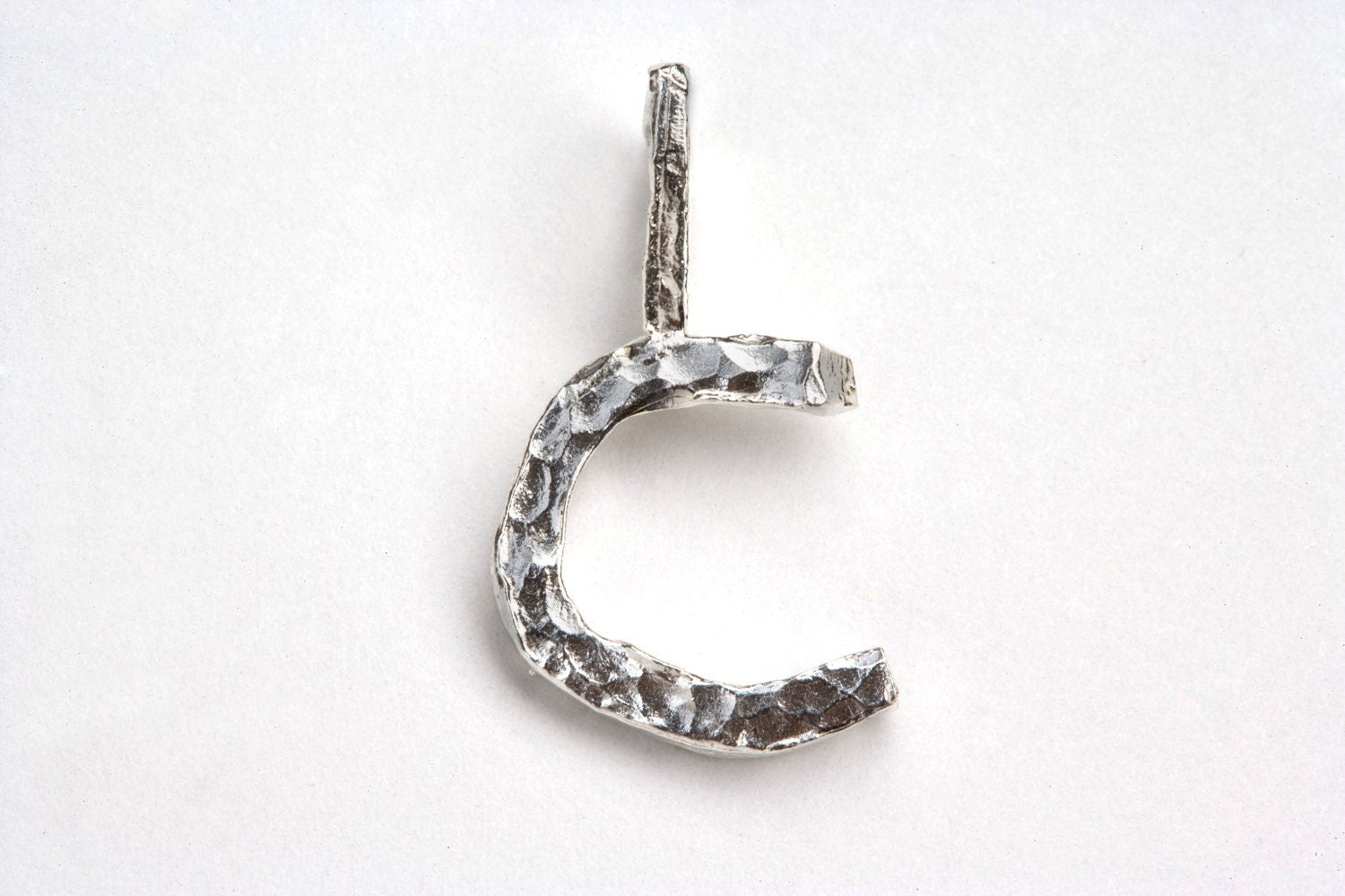 Sterling Silver Hand Made Hand Hammered Small Initial Letter Alphabet  Pendant A B C D E F G H I J K L M N O P Q R S T U V W X Y Z