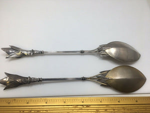 Pair Sterling Silver Whiting Figural Cala Lily Mint  Aesthetic Spoons 9” 1880