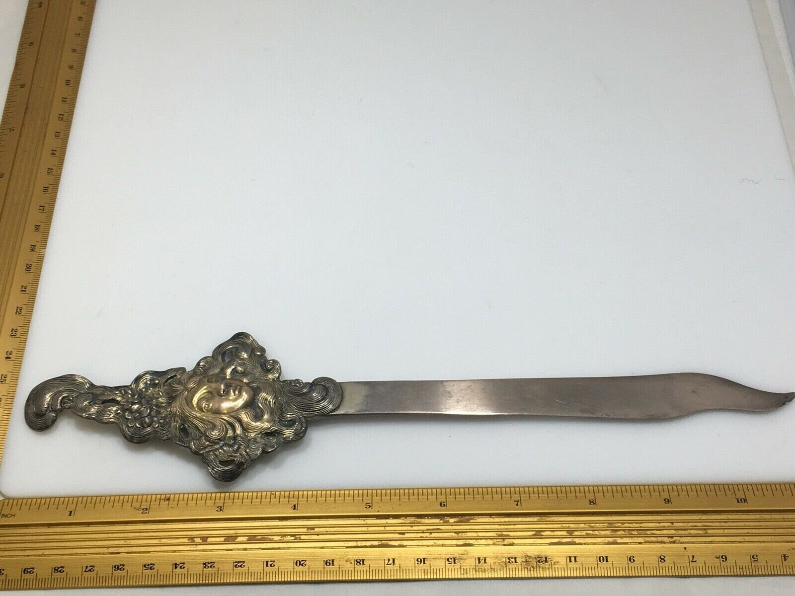 RARE Shiebler 14k Gold Sterling Silver Letter Opener Art Nouveau W/Original Case