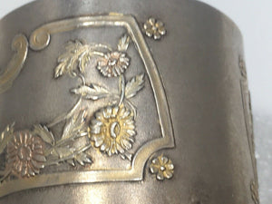 Antique French Sterling Silver &Gold Nouveau Napkin Ring MINT CONDITION  1890