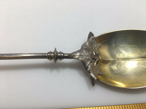 Gorham MORNING GLORY antique sterling silver Coin Berry Serving Spoon c1865 Rare
