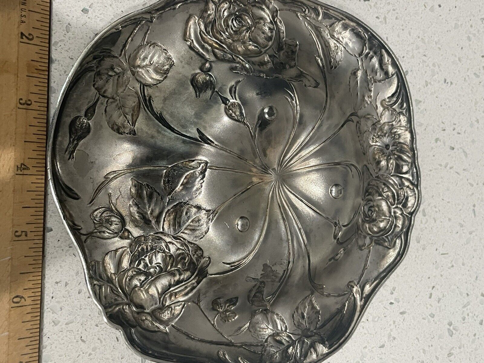 Vintage Art Nouveau Pairpoint MFG Co. #6646 Quadruple Bowl Plate Dish Floral 7”