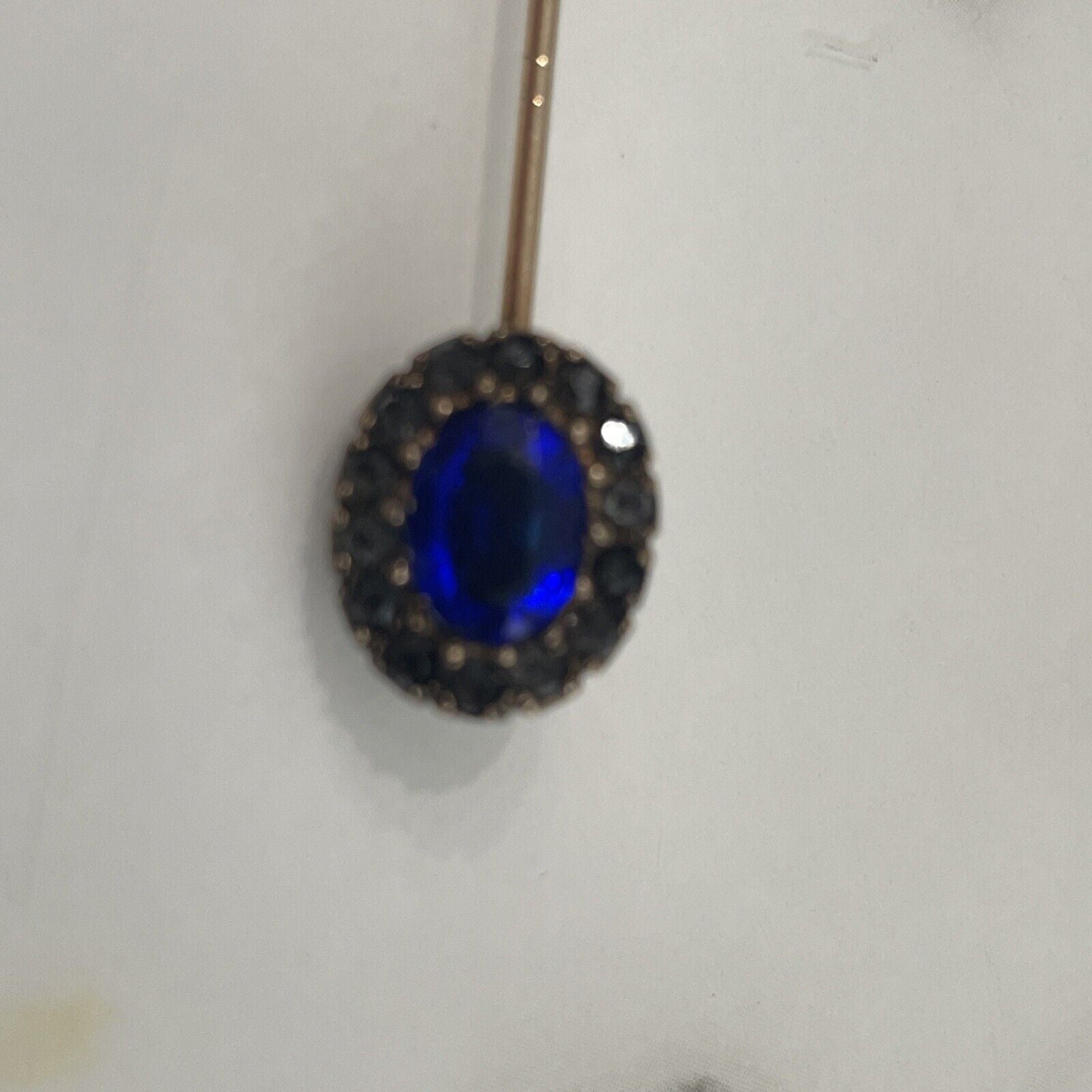 VICTORIAN Stunning BLUE OVAL STONE GOLD FILLED STICK PIN C 1890