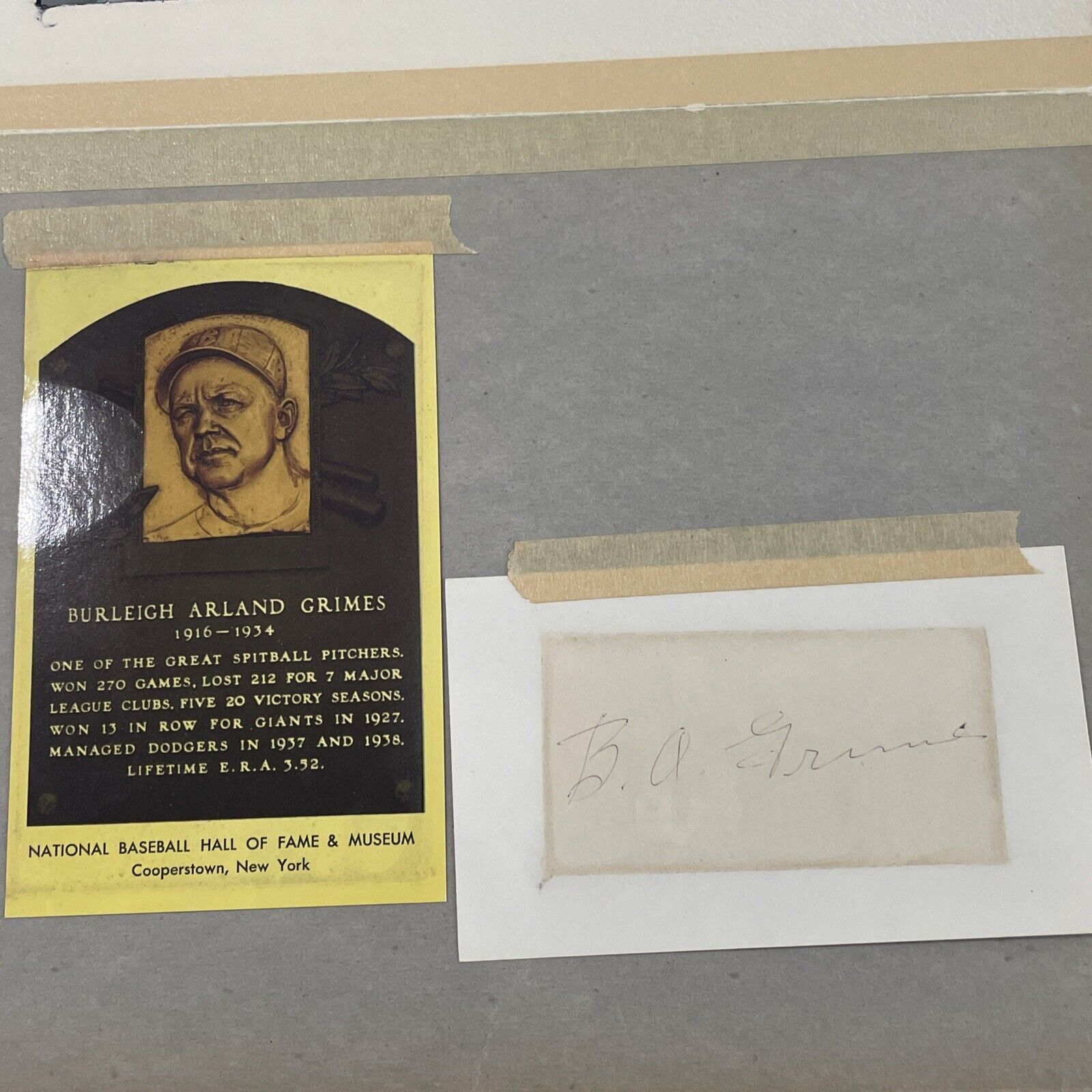 Burleigh B.A.Grimes HOF Postcard w/ Autograph.