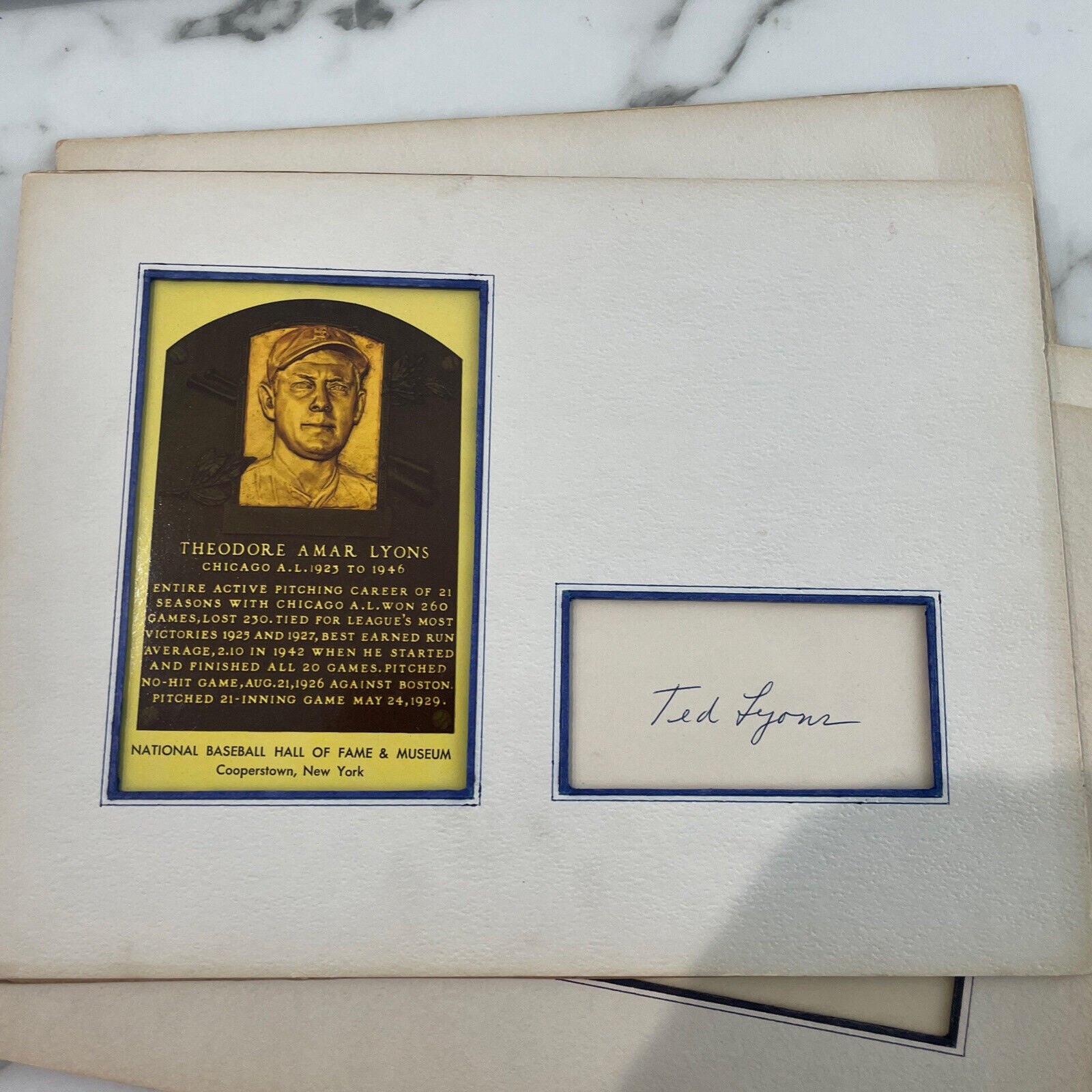 Ted Lyons Hall of Fame Postcard with Autographed postcard