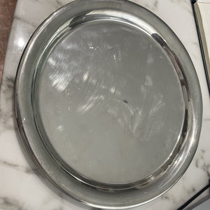 1984 CARTIER engraveable PEWTER SERVING PLATTER TRAY PLATE 11" Round