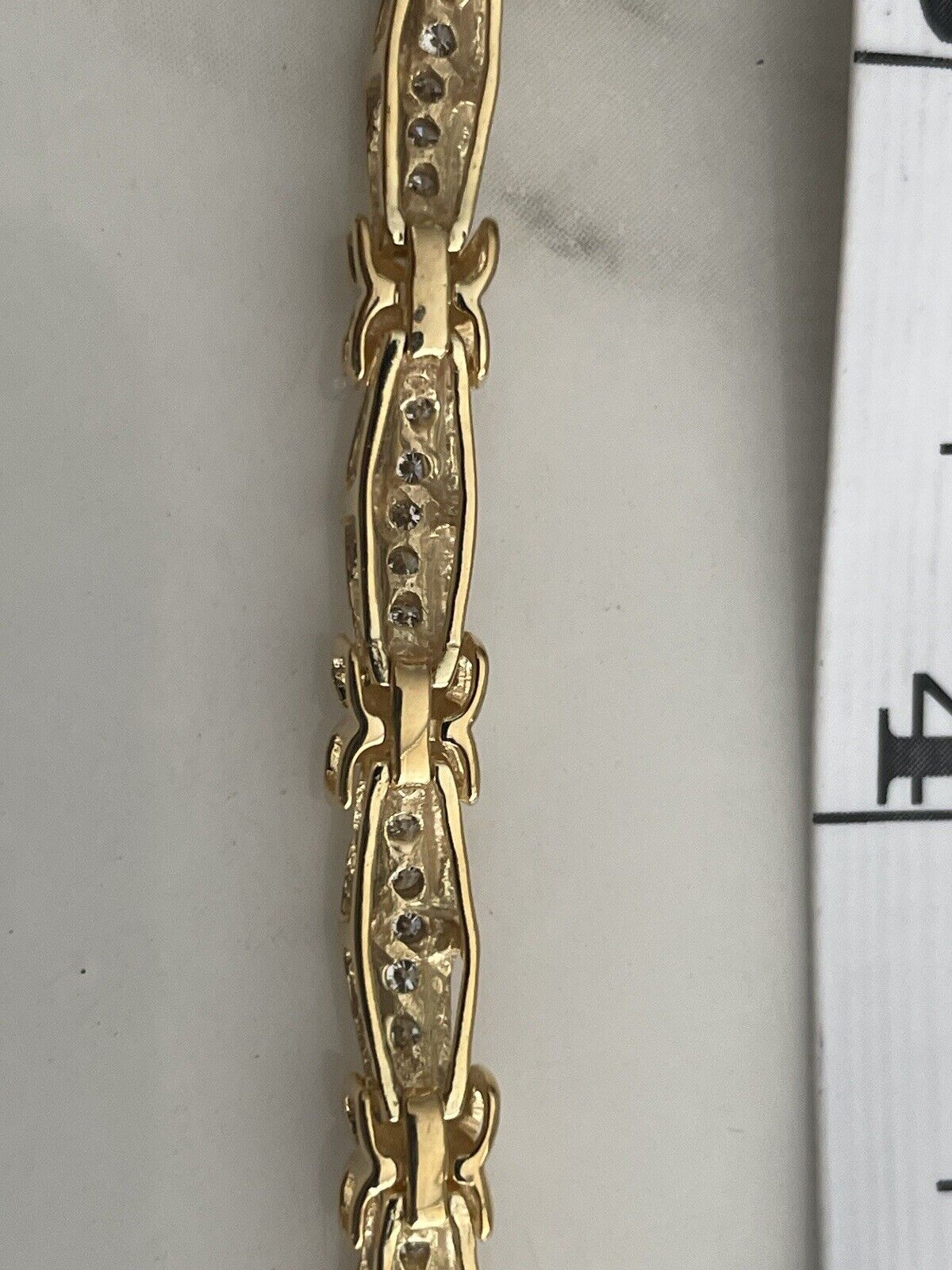 MINT Signed  10k Yellow Gold 1ct Diamond X Design Tennis Bracelet 7.5" 10.9g