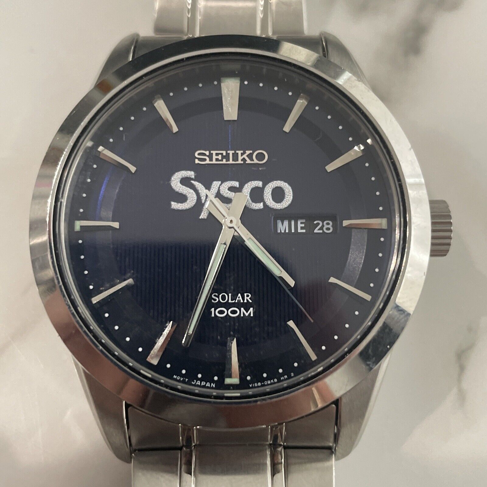 Seiko for Sysco Solar Wristwatch 43mm V158-0AS0 Excellent condition