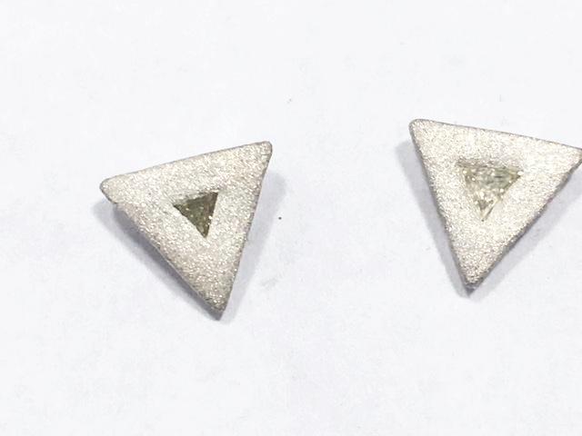 Sterling Silver Triangle Diamond Studs