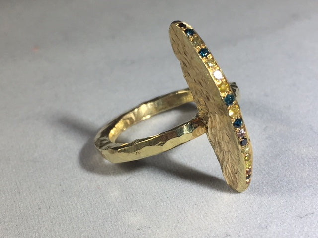 Gold Shark Fin Ring With Diamonds