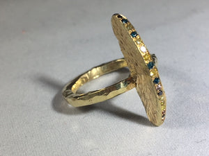 Gold Shark Fin Ring With Diamonds