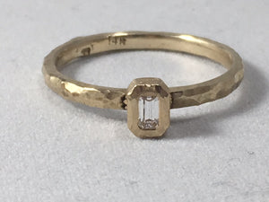 Gold and Diamond Emerald Cut Ring .10 CT