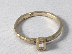 Gold and Diamond Emerald Cut Ring .10 CT