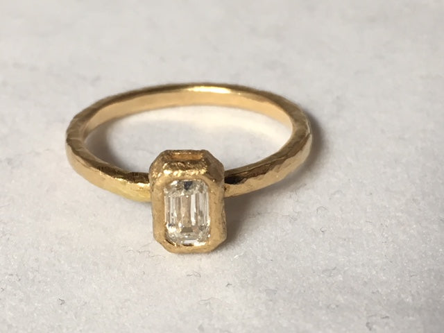Gold and Emerald Cut Diamond Ring .38 CT