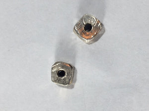 Sterling Silver Square Earrings with Black Diamonds