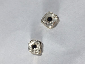 Sterling Silver Square Earrings with Black Diamonds