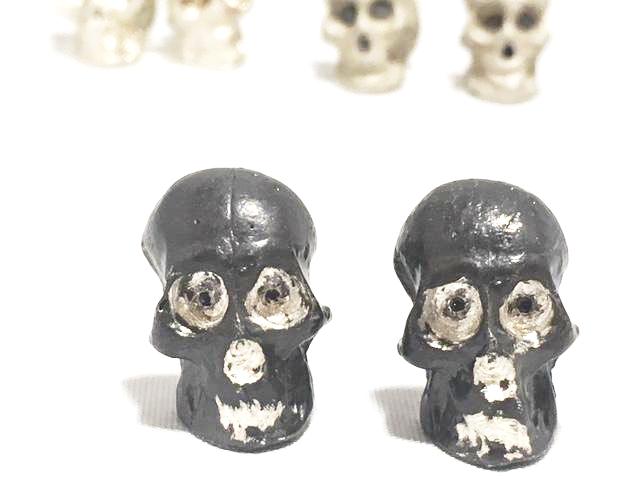 Sterling Silver Oxidized Distressed Diamond Skull Cufflinks