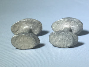 Sterling Silver Sandblasted Oval Diamond Cufflinks