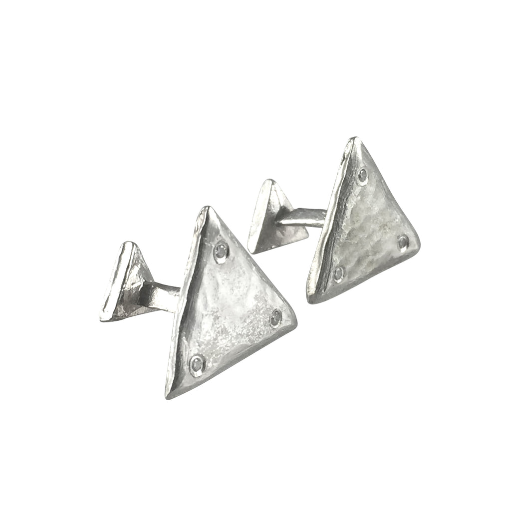 Sterling Silver Triangle Diamonds Cufflinks