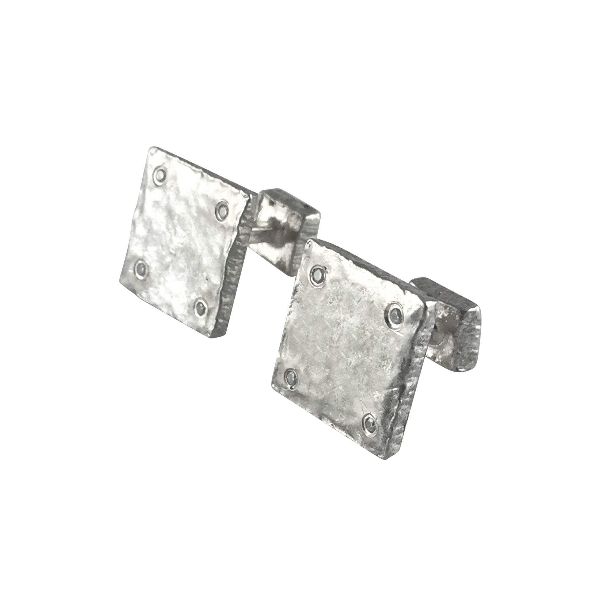 Sterling Silver Square Diamond Cufflinks