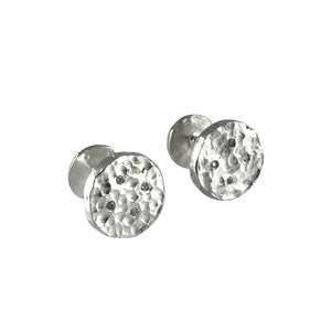 Sterling Silver White Diamond Button Cufflinks