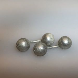 Sterling Silver and diamond barbell cufflink