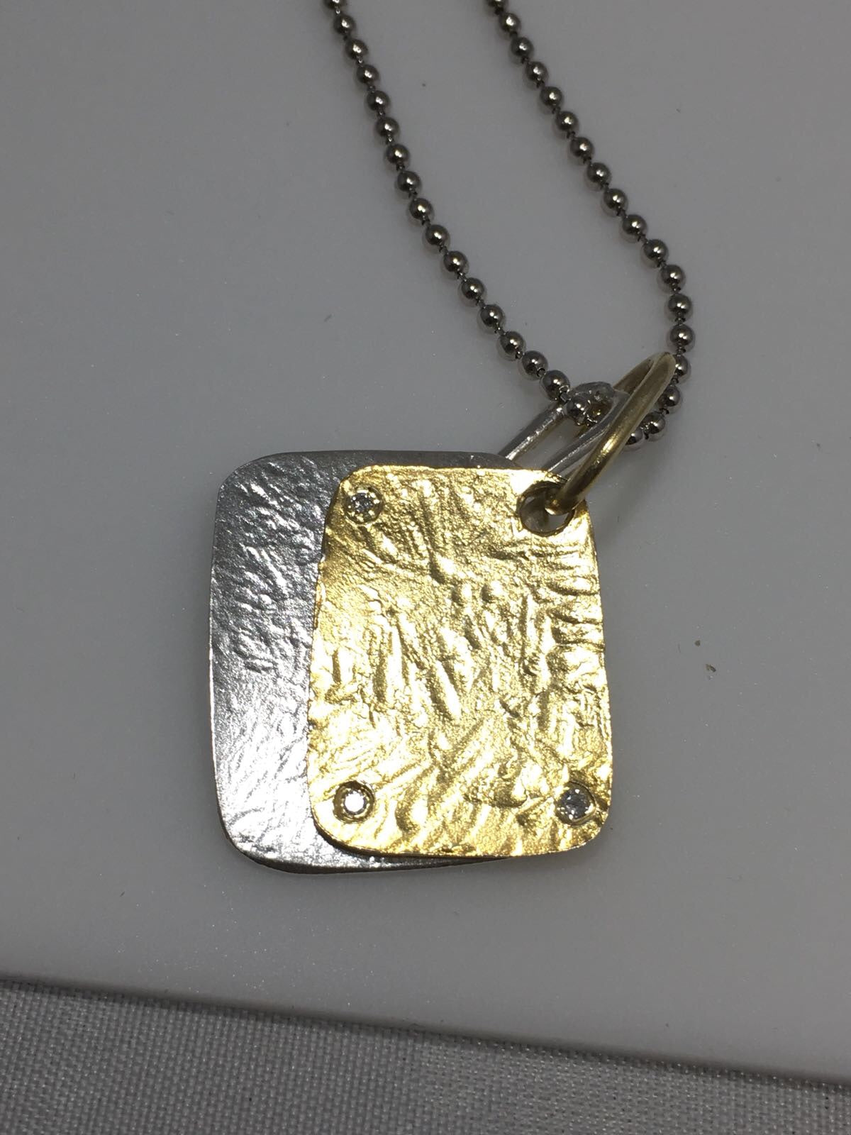 Sterling Silver Diamond Double Dog Tag