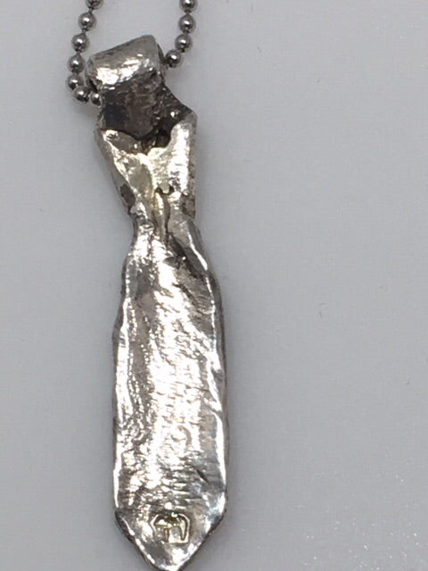 Sterling Silver Small Tie With Canary Diamonds