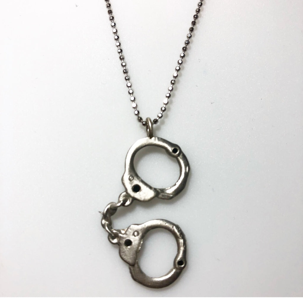 Sterling Silver Diamond Handcuff Pendant